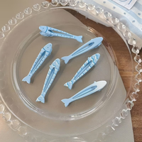 Gradient blue and white small fish duckbill clips with wavy stripes design, versatile hair clips and hair accessories 2 pieces