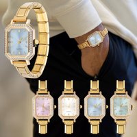 Women's Men's DIY 9MM Width Italian Elastic Charm Stainless Square Watch Bracelet Bangle For Party Friend Birthday Jewelry Gift
