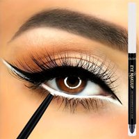 1PC Double-head Design, Sponge Head, Anti-smudge, Waterproof, Brown/white, Matte, Eyeliner Pen, Create A Charming Eye Makeup
