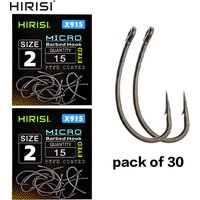 Hirisi 30x Carp Fishing Hooks With Eye Micro Barb High Carbon Steel Fish Hooks PTFE Coated Fishing Accessories X915