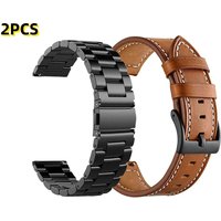2PCS Watch Bands Steel Leather for Samsung Galaxy Watch Huawei Watch Sports Bracelet Wristband for 22mm Band