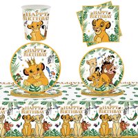 Lion King Simba Theme Birthday Party Decorations Paper Cup Plate Napkin Tablecloth Tableware for Kids Boys Baby Shower Supplies