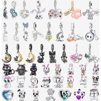 Pet Memorial 925 Sterling Silver Paw Print Cat Dog Bunny Dangle Charms Fit Original Bracelet Beads Jewelry DIY Gift plata de ley