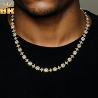 THE BLING KING Mixed Quadrangular Star Tennis Chain Necklace Round Cut Iced Out Cubic Zirconia Bracelet HipHop Jewelry For Gift