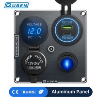 12v Usb Dual Car Cigarette Lighter Socket Charger Mobile Phone Power Waterproof Usb Port Adapter 5v Sockets Voltmeter Digital