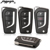 jingyuqin 2/3 Buttons Flip Remote Car Key Shell Case For Toyota Corolla 2017 RAV4 Before 2013 Toy43 Toy48 VA2 Blade Replacement
