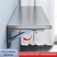Stainless Steel Wall-Mounted Shelf - Foldable Space-Saving Design, Rust-Resistant & Easy To Clean, 4-Tier Kitchen Storage Rack