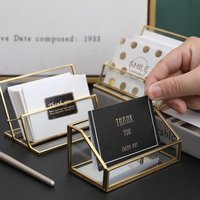 Metal Glass Business Card Holder Stand Durable Elegant Office Name Card Display Stand Professional