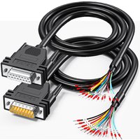 DB15 Male/Female to Bare Wire with Cable Marker, D-SUB 15-Pin Connector to Open End Wire Cable, 15-Wire All Provided with Wiring