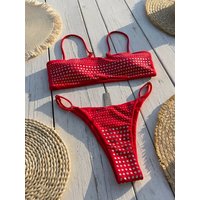2026 New Sexy Diamond Bikini Women Swimsuit Bandeau Biquini Push Up Swimwear Female Shiny Bathing Suits Bodysuit Beachwear