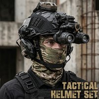 Tactical Helmet with Headset,4in1 Upgraded Adjustable with Helmet Cover for Airsoft Cosplay Military Tactical Gea