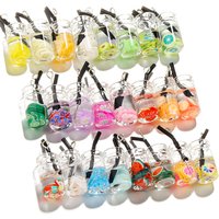 10Pcs/Lot Mini Glass Resin Bottle Charms Fruit Juice Tea Charm Dangle Earring Necklace Pendants for Christmas DIY Jewelry M