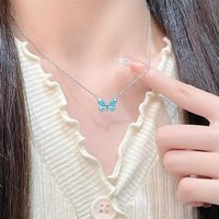 Charm Temperament Luminous Butterfly Pendant Necklace for Women Exquisite Creative Stainless Steel Collarbone Chain Jewelry Gift