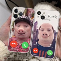 John Pork is Calling Answer Call Phone Case For iPhone 17 16 15 14 13 11 12 Pro Max Mini Plus Shockproof Transparent Soft TPU