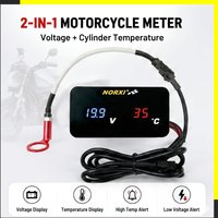 NORXI 2in1 Universal Motorcycle Digital Gauge 0-48V Square Cylinder Head Temp Voltmeter for Scooter