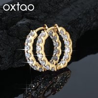 OXTAO Certified Moissanite Hoop Earring 3mm D Color VVS1 14K Gold Filled Dangle Earring for Women Men Wedding Party Jewelry Gift