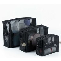 3-Piece Set Mesh Makeup Bag, Ins Style Cosmetic Organizer for Women,Portable Mini Travel Toiletry Pouch for Lipstick & Cosmetics