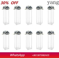 Acrylic Vase Wedding Flower Stands Set, 23.6"H Clear Column Rack Geometric Display Stand for Home Party Wedding Decor