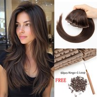 Butterfly Weft Hair Extensions Human Hair Glue-Free Double Invisible Weft with Micro Beads Natural Volume and Length 12-24Inches