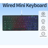 78Keys Wired Mini Keyboard, Chocolate Keycaps, Polychrome Backlight, Slim&Quiet, Multi-scene Application, USB, Compatible Laptop