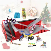 Fingerskate Park Ramp Kit Finger Boards Mini Park with Tool Set Mini Skatepark Training Props Interactive Freestyle Skate Game