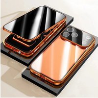 360 ° Full Protection Metal Magnetic Double-Sided Glass Snap Lock Privacy Case For iPhone 17 16 15 14 13 12 Pro Max Plus 17E 16E