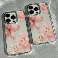 Pink Floral Pattern Transparent Phone Case For iPhone 17 16 15 Pro Max 14 13 12 11 XS X XR 7 8 Plus 17E Shockproof Bumper Cover