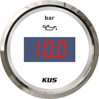 KUS 52mm 0-10Bar Digital Oil Pressure Gauges 10-184ohm Input Signal Oil Pressure Meters with Red / Yellow Backlight for Car Boat