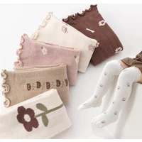 Autumn Winter Korean Flower Striped Knee High Long Stockings Warm Thermal Leggings Socks Tights for Baby Girls