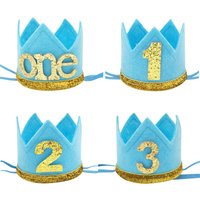 1Pcs non-woven fabric 1 2 3 One Happy Birthday Party Baby Crown Headband Hat Birthday Baby Shower 1st Birthday Party Decoration