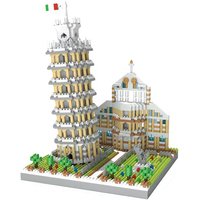 KNEW BUILT The Leaning Tower of Pisa Euro Constrution Micro Mini Building Blocks for Adult Child Toys Set Roma Colosseum Bricks