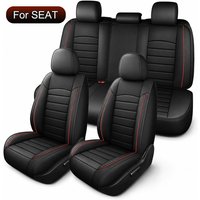 Autositzschoner Komplettset, für SEAT Leon, Ibiza, Arona, Ateca, Tarraco, Cupra Formentor, PU-Leder Autositzbezüge, Airbag-kompatibel, wasserdicht, atmungsaktives weiches Kissen, einfach zu