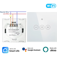 WiFi Smart Dimmer Switch Glass Touch Wall-Mounted Dimmer Switch Smart Life App Voice Alexa Google Home Control Lighting Fixtures