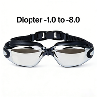Prescription Myopia Swim Goggles Anti-Fog Waterproof Mirrored Lens, Soft Silicone No Leak Adult Swimming Glasses with Diopter -1