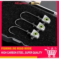 15pcs/Box 3.5g 5g 7g 10g 14g Jig Fish Head Hook Rockfish Head Hook Barbed Hook Trout Soft Worm Lure Jig Fishing Hook