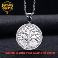 MossanRappr 1.49cttw Moissanite Iced Out Tree Of Life Pendant 14K Gold Plated Hip Hop Necklace Party Jewelry Gifts for Men Women
