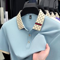 Light luxury brand letter embroidered short sleeve T-shirt men's summer fashionable Korean casual high-end breathable POLO shirt