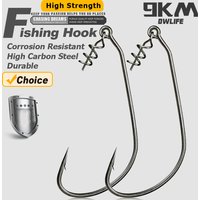 9KM 25~100Pcs Ewg Hooks with Screw Spring Pin with Twistlock for Bass Fishing - Soft Plastic Hooks