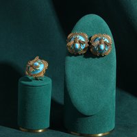 6 Colors Romantic Gold Color Black Honey Wax Bee Rings Earring Jewelry Set For Woman Blue Resin Moth Vintage Accessories Wedding
