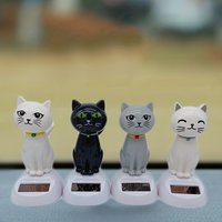 Solar Cartoon Cat Shaking Head Doll Car Ornament Cute Waving Cat Decor Car Interior Home Desk Decoration Gift For Birthday Party