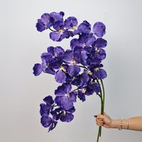 4Pcs Latex Moisturizing Vanda Orchid Artificial Flowers Wedding Flower Arrangement Real Touch Orchids Birthday Party Home Decor