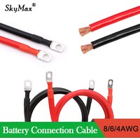 Battery Inverter Cable Set 8 6 4 AWG With M8 Terminal Tinned Copper Lug PVC Insulation For Solar System UPS Car Connection Wire