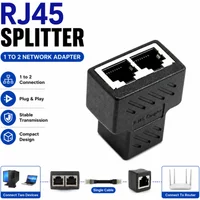 Network Splitter Double Cable 1 To 2 Way LAN RJ45 Ethernet Port Extender Plug Connector Adapter Laptop Docking
