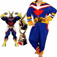 Adult Unisex Cartoon Pajamas Anime My Hero Academy All Might Cosplay Bathrobe Flannel Jumpsuit2025 New Coszei