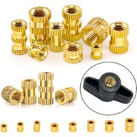 100-Piece Threaded Insert Kit M2 M3 M4 M5 M6 Metric Threaded Brass Heat-Cured Inserts for Plastic And 3D Printed Components
