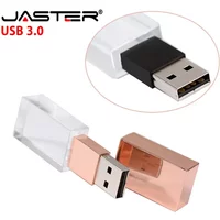 JASTER Crystal USB 3.0 Flash Starter USB Pen Drive 4GB 16GB 32GB 64GB128GB USB Flash Drive 3D Engraving Free Logo Car Gift