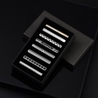 1/8 PCS Tie Clip Set To Man Shirt Business Tie Clip For Men Minimalist Black Tie Pin Pisa Ties Men's Cuff Man Jewelry Cufflink