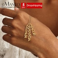 eManco Stainless Steel Rope Chain Necklace Minimalist Style Customized Name Elements Pendant Necklace Casual Fashion Jewelry