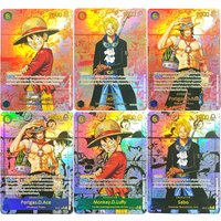 Self Made Proxy One Piece OPCG English/Japanese Luffy Sabo Ace Carrying on His Will OP-13 Red Gold Collection Flash Card Toy