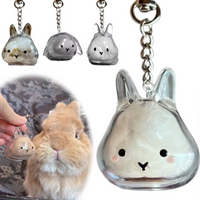 Transparent Rabbit Hair Storage Keychain Pendant Rabbit Shaped Pendant Backpack Hanging Decoration Keychain